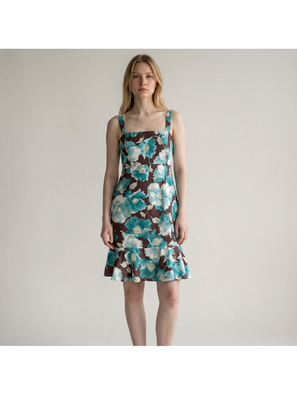 Madison Leigh Dress Women 16 Brown Floral Shift Short Zipper Sleeveless Casual